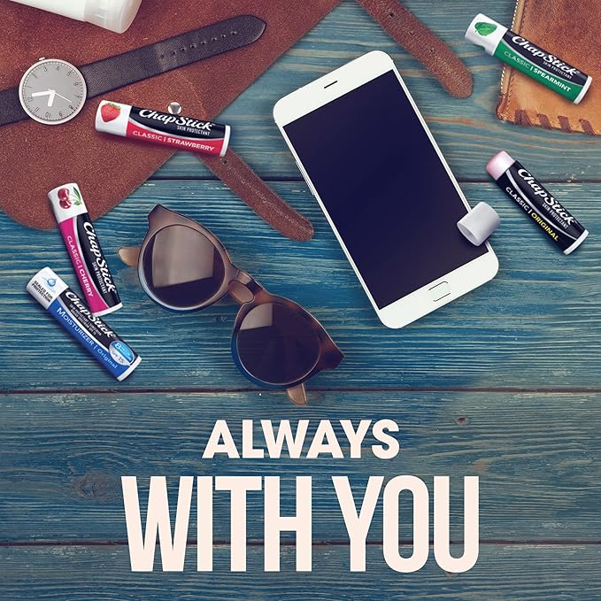 ChapStick Classic Collection Flavored Lip Balm Tubes Pack, Lip Moisturizer - 0.15 Oz (Box of 5 Packs of 3)-Velvo Beauty