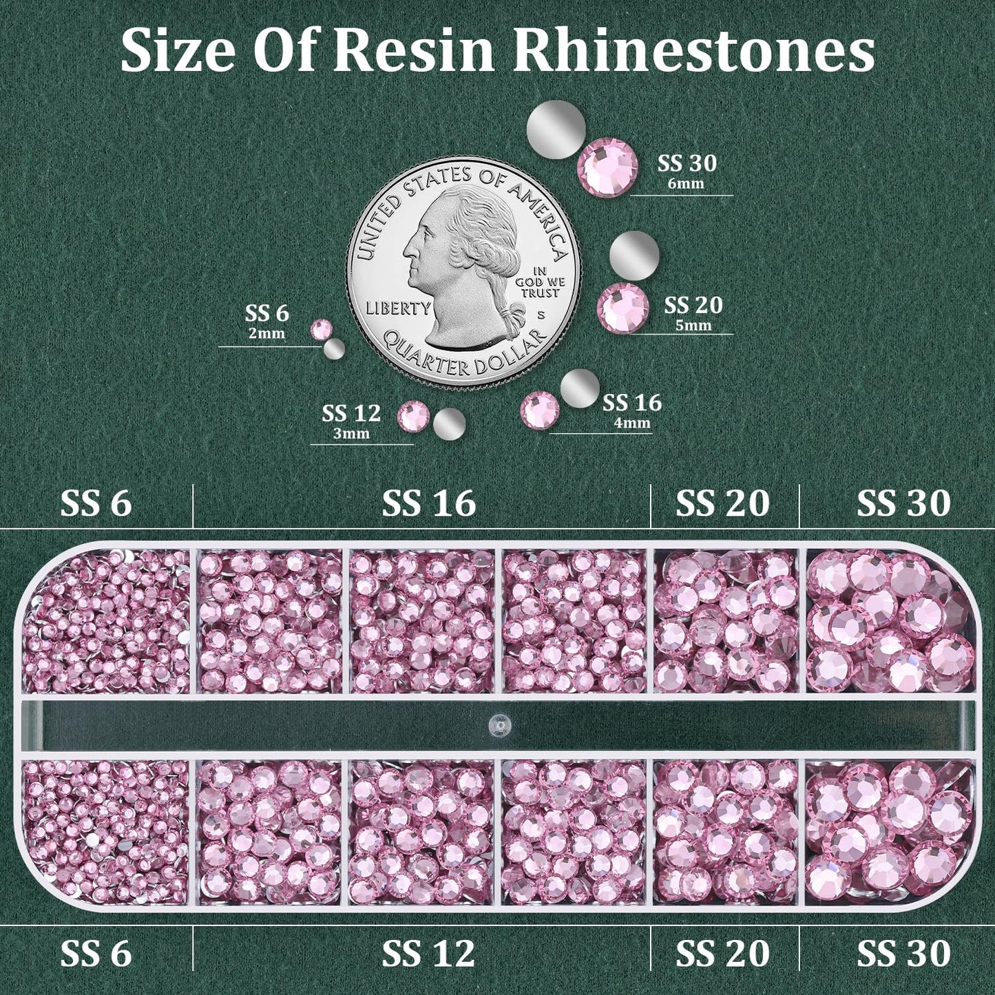 Resin Rhinestones for Crafting 1 Box Light Pink Flatback Crystals with 3 Pcs 10ml B7000 Jewelry Glue, Non-Hotfix Gems for Bedazzling, DIY Nail Art Makeup, Clothing & Shoes Decor-Velvo Beauty