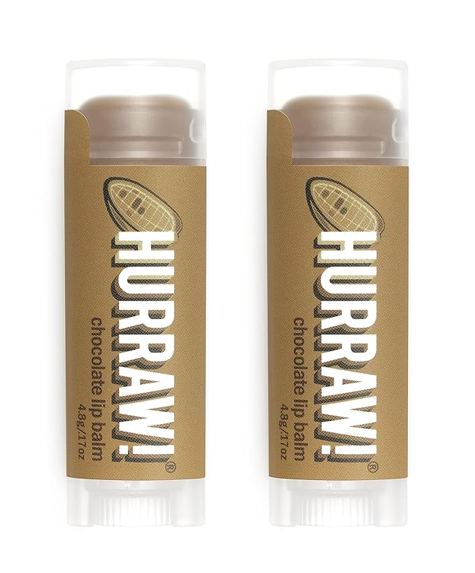 Hurraw! Chocolate Lip Balm, 2 Pack: Organic, Certified Vegan, Cruelty and Gluten Free. Non-GMO, 100% Natural Ingredients. Bee, Shea, Soy and Palm Free. Made in USA-Velvo Beauty