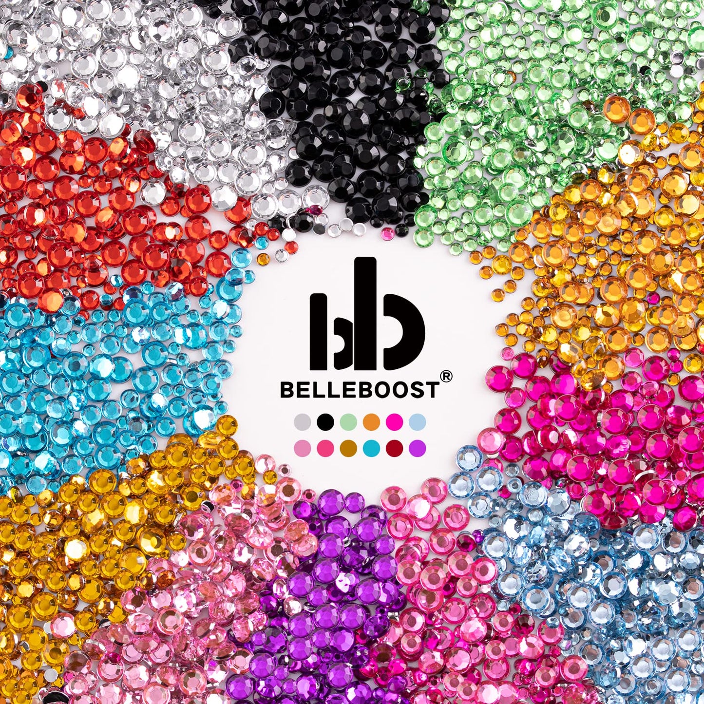 Two Packs of Flatback Rhinestones 4520 Pcs Colorful Nail Art Rhinestones Flatback Crystal Colorful+Rose Gold Rhinestone with Picker Pencil and Tweezer for Nail Art and Decoration-Velvo Beauty