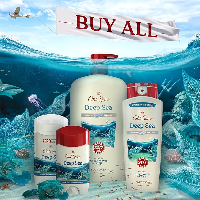 Old Spice Body Wash GentleMan’s Super Hydration for Men, 24/7 Renewing Moisture, Gentle on Skin with Skin Conditioners, Deep Sea with Ocean Waves + Kelp Scent, 20 oz-Velvo Beauty