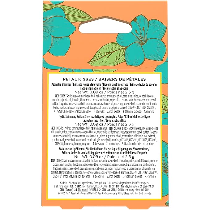 Burt's Bees Lip Balm Spring Gifts, 3 Nourishing Lip Care Shimmers for All Day Glow, Kissable Color Spring Gift Set -Peony, Fig & Rhubarb (Packaging May Vary)-Velvo Beauty