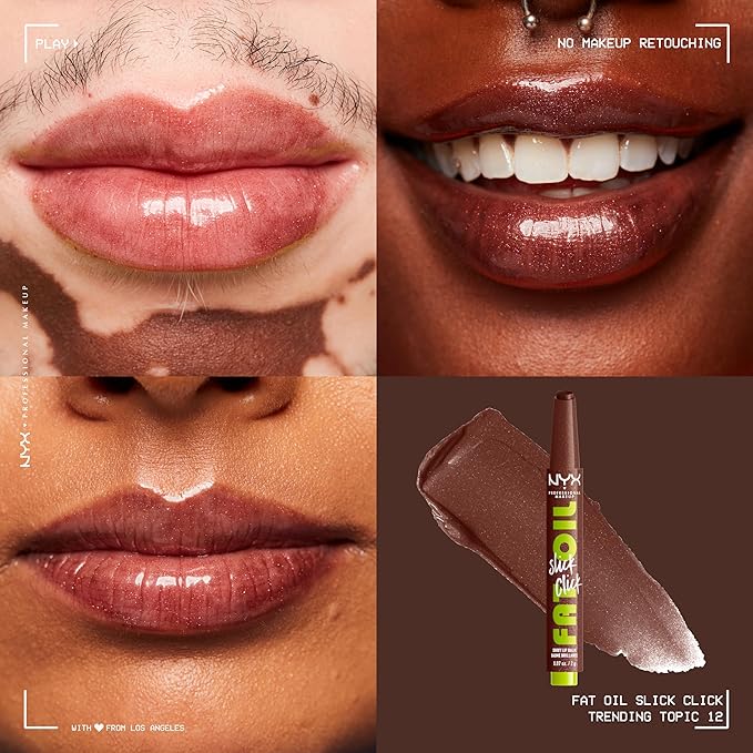 NYX PROFESSIONAL MAKEUP Fat Oil Slick Click, Lightweight, Buildable, Pigmented Vegan Lip Balm - Trending Topic-Velvo Beauty