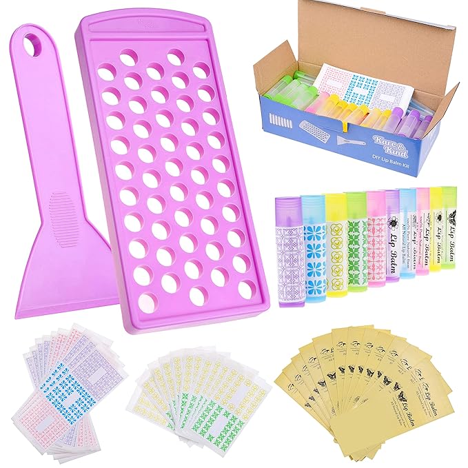 Lip Balm Filling Tray and Spatula Set - Fast and Easy to Use - Just Pour & Spread - Instantly Fills 50 Lip Balm Containers (sold separately) (Lip Balm Crafting Kit (Purple))-Velvo Beauty