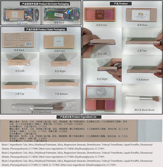 3 Color Matte Pink Blush Palette with Brush, Long Lasting Cheek Makeup, Smooth and Light Blush Powder for Face Beauty-Velvo Beauty