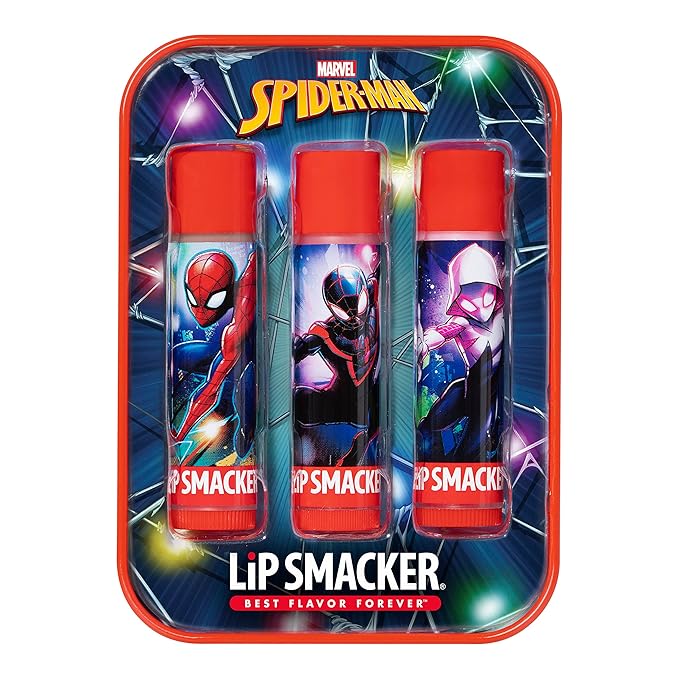 Lip Smacker Marvel Spiderman Holiday 3 pcs Flavored Lip Balm Tin, Stocking Stuff For Boys-Velvo Beauty