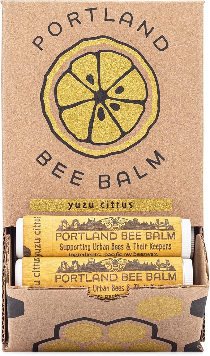 Portland Bee Balm All Natural Handmade Beeswax Based Lip Balm, Yuzu Citrus 24 Count-Velvo Beauty
