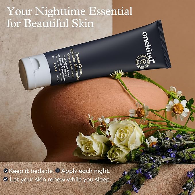 Onekind Dream Cream Night Moisturizer – Hydrating Anti-Aging Face Cream with Squalane, Rosehip & Shea Butter – Fragrance-Free, Vegan, for Dry & Sensitive Skin – 1.7 oz-Velvo Beauty