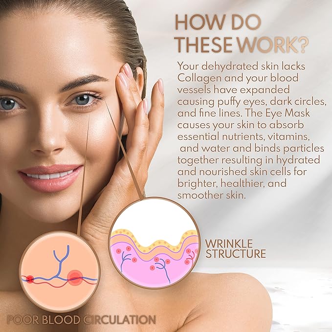 Under Eye Anti-Aging Eye Mask Collagen Patch Treatment for Minimizing Wrinkles, Puffy Eyes, Eye Bags, Dark Circles, Fine Lines Under the Eye, Looking Less Tired, Revitalizing, Moisturizing and-Velvo Beauty