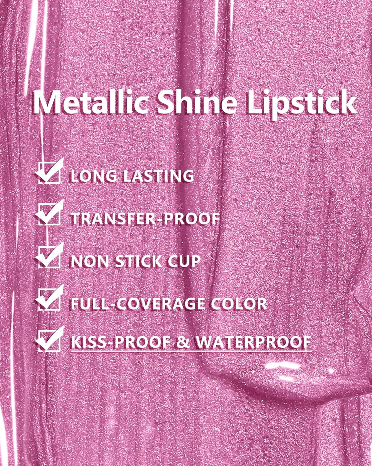 MAKI YIKA Pink Lipstick for Women Metallic Lipsticks Glitter Long Lasting Lipstick No Smudge No Transfer Liquid Lip Gloss (BR012 Paradise)-Velvo Beauty