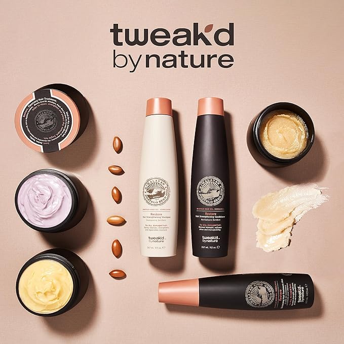 Tweak'd by Nature - Restore Cleansing Hair Treatment, Paraben and Sulfate Free, Damaged Hair Treatment, Shampoo, Conditioner, Detangler, Intensive Hydrating Solution and Shine Serum (16oz)-Velvo Beauty