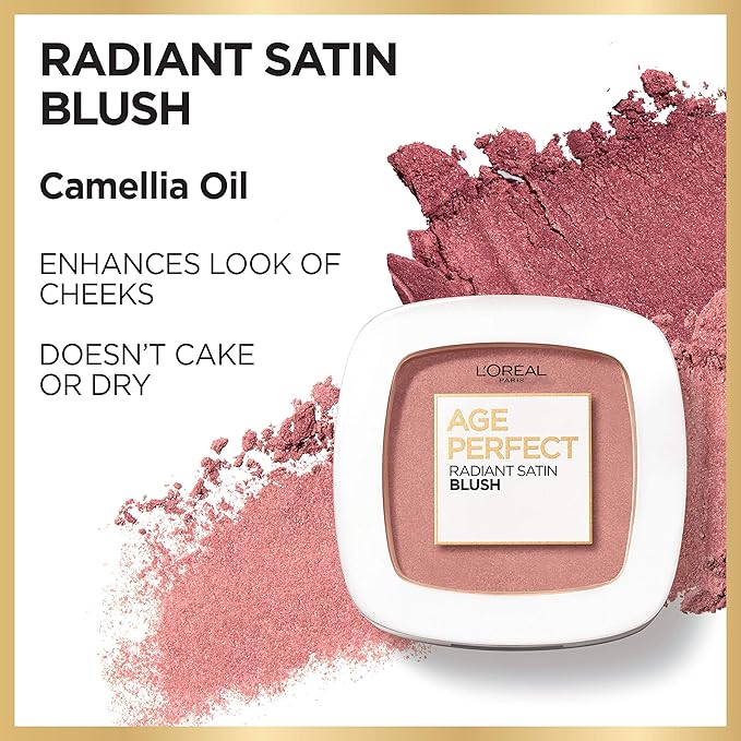 L'Oreal Paris Age Perfect Radiant Satin Blush with Camellia Oil, Amber-Velvo Beauty
