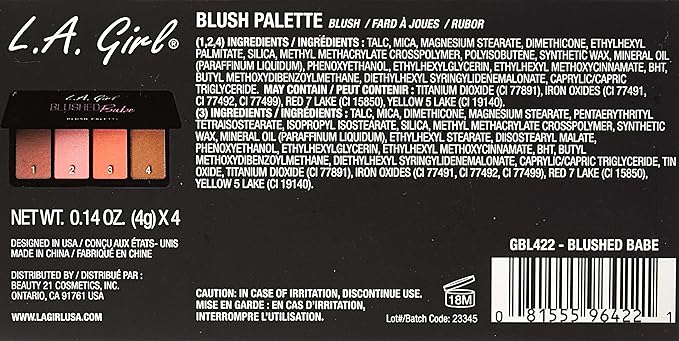L.A. Girl Fanatic Blush Palette, Blushed Babe Pinks, 1 oz-Velvo Beauty