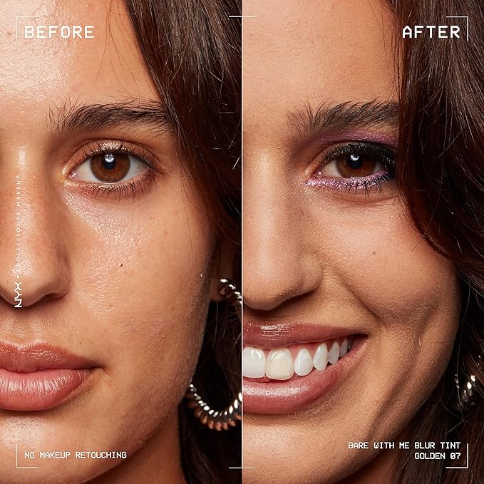 NYX PROFESSIONAL MAKEUP Bare With Me Blur Skin Tint Foundation Make Up with Matcha, Glycerin & Niacinamide - Golden-Velvo Beauty