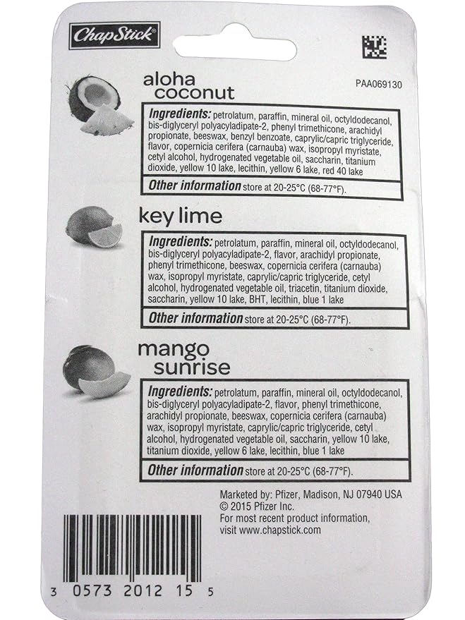 Chapstick Tropical Paradise Collection Lip Care Size .15 Ounce, 3 Sticks-Velvo Beauty