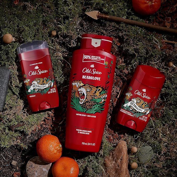 Old Spice Body Wash for Men, Bearglove, Long Lasting Lather, 24 fl oz (Pack of 4)-Velvo Beauty