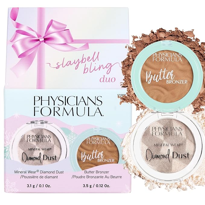 Physicians Formula Slaybell Bling Duo - Butter Bronzer & Diamond Dust Holiday Gift Set, Murumuru Butter Infused for a Radiant Glow, Cruelty Free & Vegan-Velvo Beauty