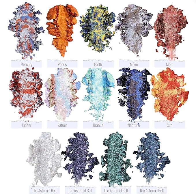 Galactic Assemble Eyeshadow Palette 14 Colors Glitter Shimmer Metallic Eye Shadow Pallet Blue Galaxy Eye Makeup Palettes Create Space-like Eyes Make up Orange Gifts for Women Girls-Velvo Beauty