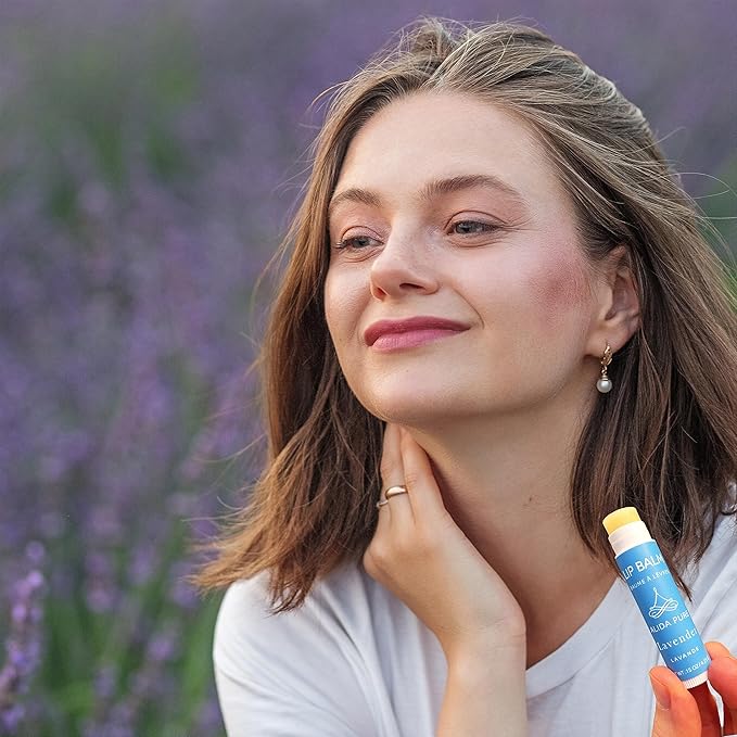 Lavender Lip Balm, Cruelty Free, Vegan Lip Balm Set, Beeswax Free, with Avocado Oil, Organic Jojoba Oil, and Vitamin E, Natural Moisturizer for Dry, Chapped, or Cracked Lips, 3 Tube Set-Velvo Beauty