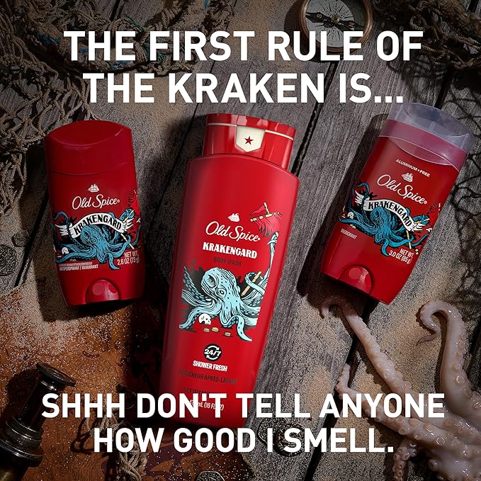 Old Spice Body Wash for Men, Krakengard, Long Lasting Lather, 24 FL OZ (Pack of 4)-Velvo Beauty