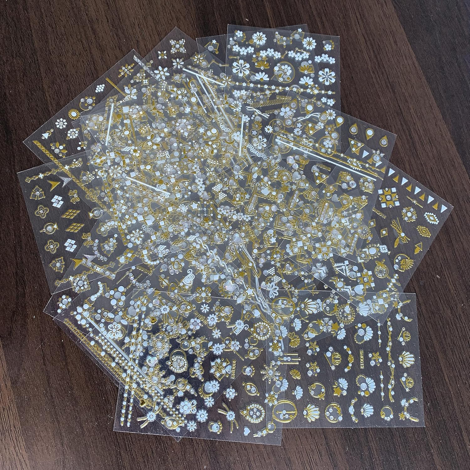 22 Sheets 3D Nail Adhesive Stickers for Women Gold Metallic Chain Line Nail Stickers Diamond Design Luxury Nail Art Decoration with with Tweezers Nail File Separators-Velvo Beauty